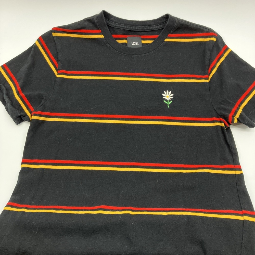 Vans Off The Wall Knit Pullover Striped Embroidered Daisy Size Small